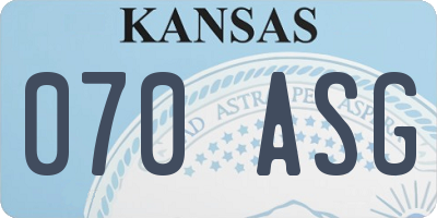 KS license plate 070ASG