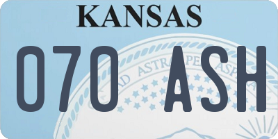KS license plate 070ASH