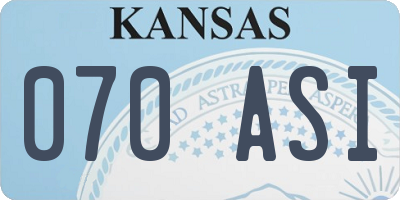 KS license plate 070ASI