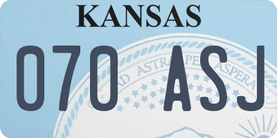 KS license plate 070ASJ