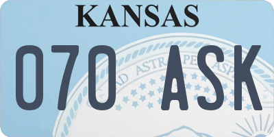 KS license plate 070ASK