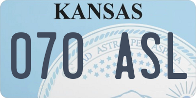 KS license plate 070ASL