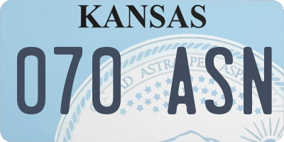 KS license plate 070ASN