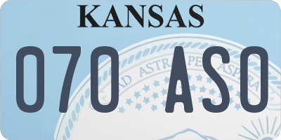 KS license plate 070ASO