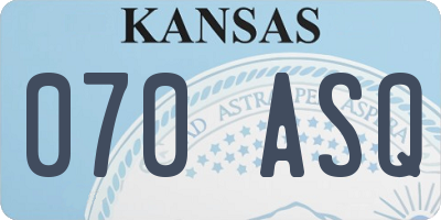 KS license plate 070ASQ