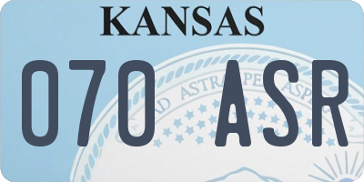 KS license plate 070ASR