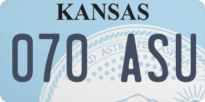 KS license plate 070ASU
