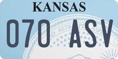 KS license plate 070ASV