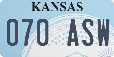 KS license plate 070ASW