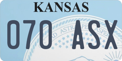 KS license plate 070ASX