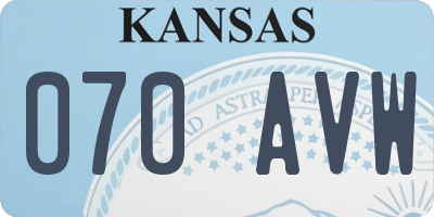KS license plate 070AVW