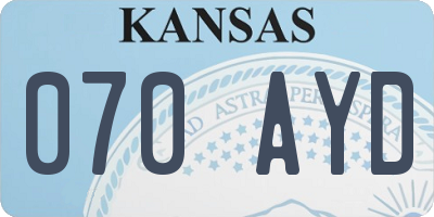 KS license plate 070AYD
