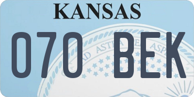 KS license plate 070BEK