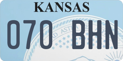 KS license plate 070BHN
