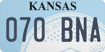 KS license plate 070BNA