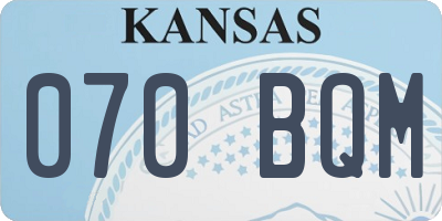 KS license plate 070BQM