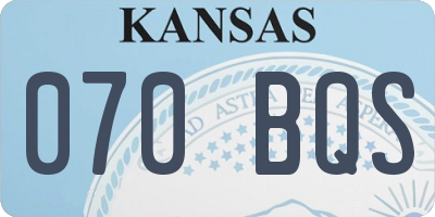 KS license plate 070BQS