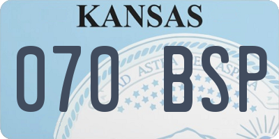 KS license plate 070BSP