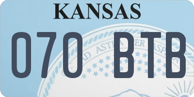 KS license plate 070BTB