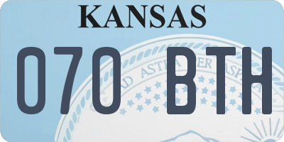 KS license plate 070BTH