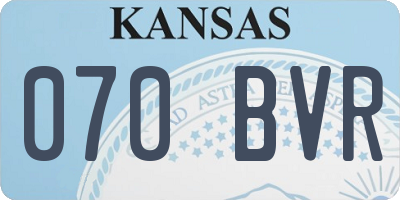 KS license plate 070BVR