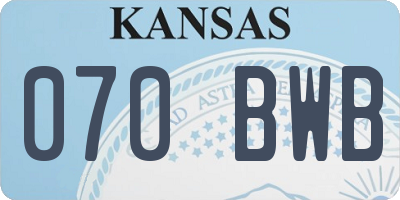 KS license plate 070BWB