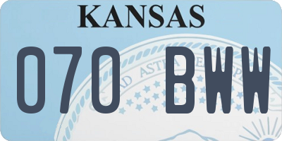 KS license plate 070BWW