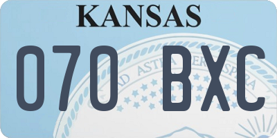 KS license plate 070BXC