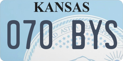 KS license plate 070BYS