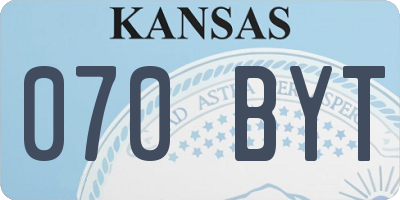 KS license plate 070BYT