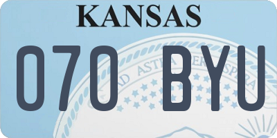 KS license plate 070BYU
