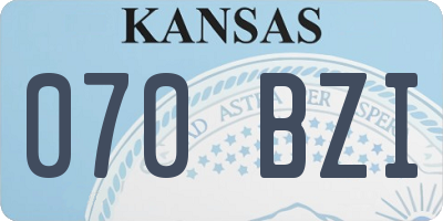 KS license plate 070BZI