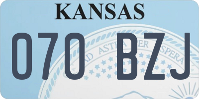 KS license plate 070BZJ