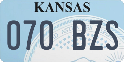 KS license plate 070BZS