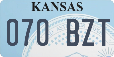 KS license plate 070BZT