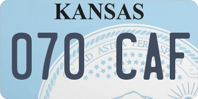 KS license plate 070CAF