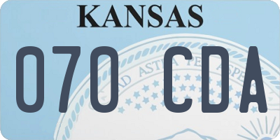 KS license plate 070CDA