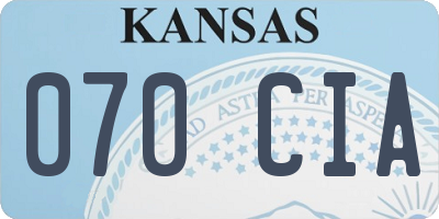 KS license plate 070CIA