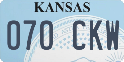 KS license plate 070CKW
