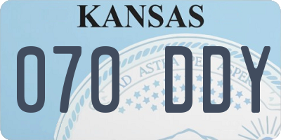 KS license plate 070DDY