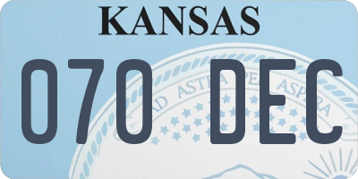 KS license plate 070DEC
