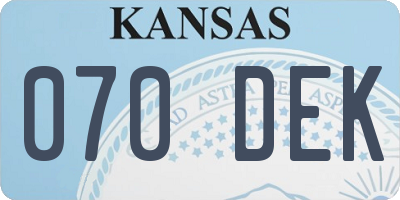 KS license plate 070DEK