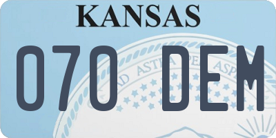 KS license plate 070DEM