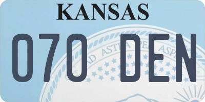 KS license plate 070DEN