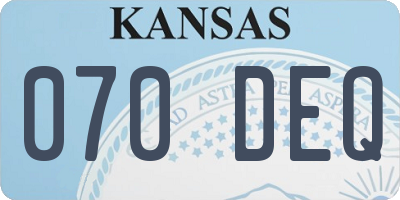 KS license plate 070DEQ