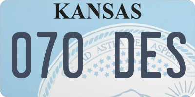 KS license plate 070DES
