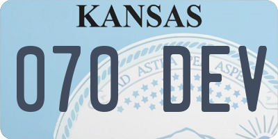 KS license plate 070DEV