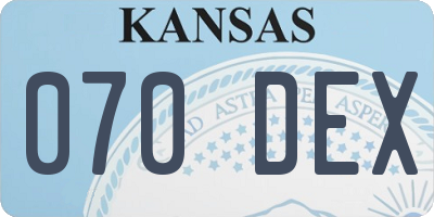KS license plate 070DEX