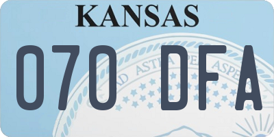 KS license plate 070DFA