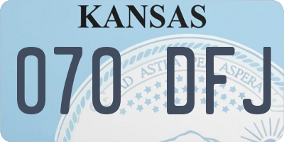 KS license plate 070DFJ